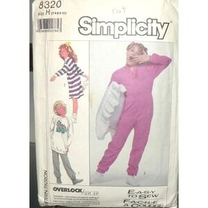 Vintage Simplicity Sewing Pattern‎ 8320 Girls Nightshirt Pajamas Jumpsuit 7-8-10